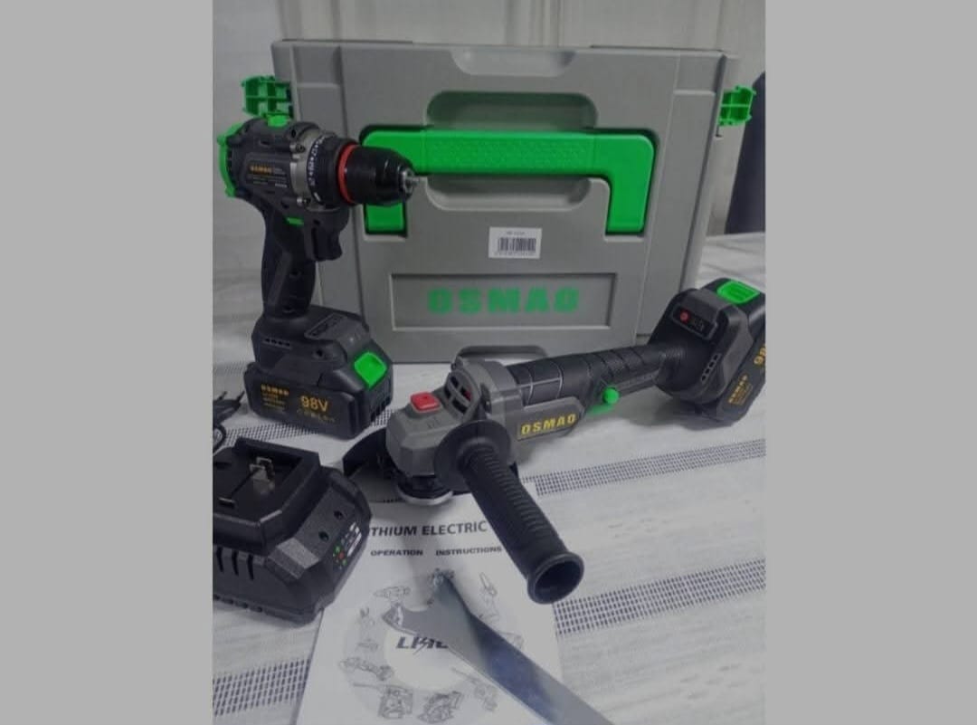 KIT TALADRO Y ESMERIL DE 98V OSMAO