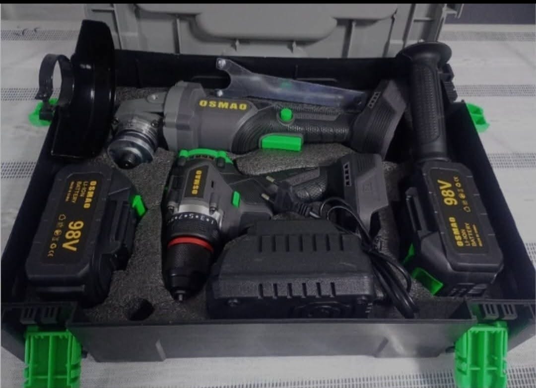 KIT TALADRO Y ESMERIL DE 98V OSMAO